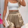 SHEIN Essnce Women's High Waist Metallic Fabric Summer Shorts