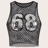 SHEIN ICON Women's Mesh Beaded Patch Tank Top