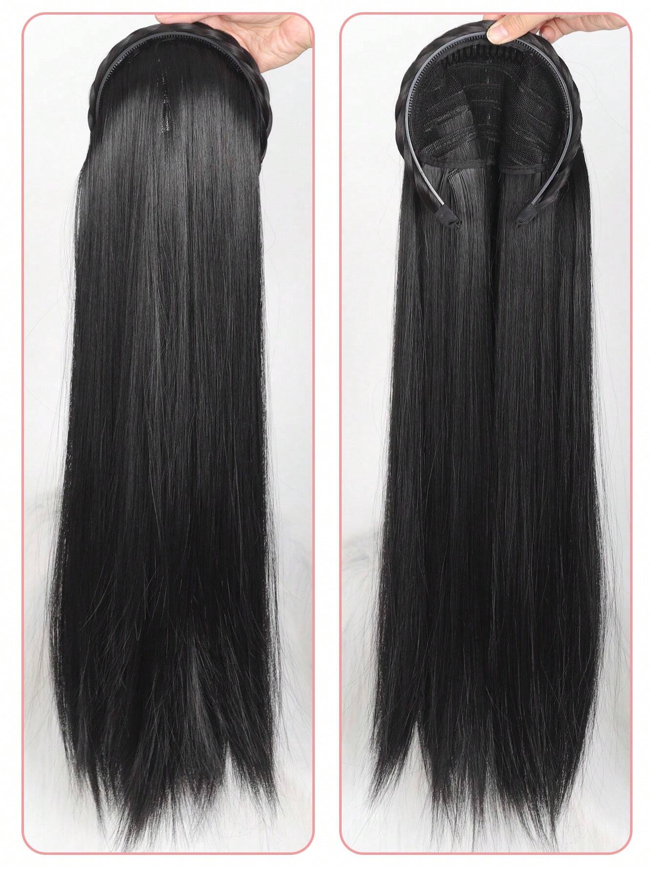 SHEIN Synthetic Long Straight Headband Half Wig Clip In Hair Extension