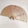 shein 1 pcs Elegant Pure Wood Fans, Handmade Carved Wooden Fan