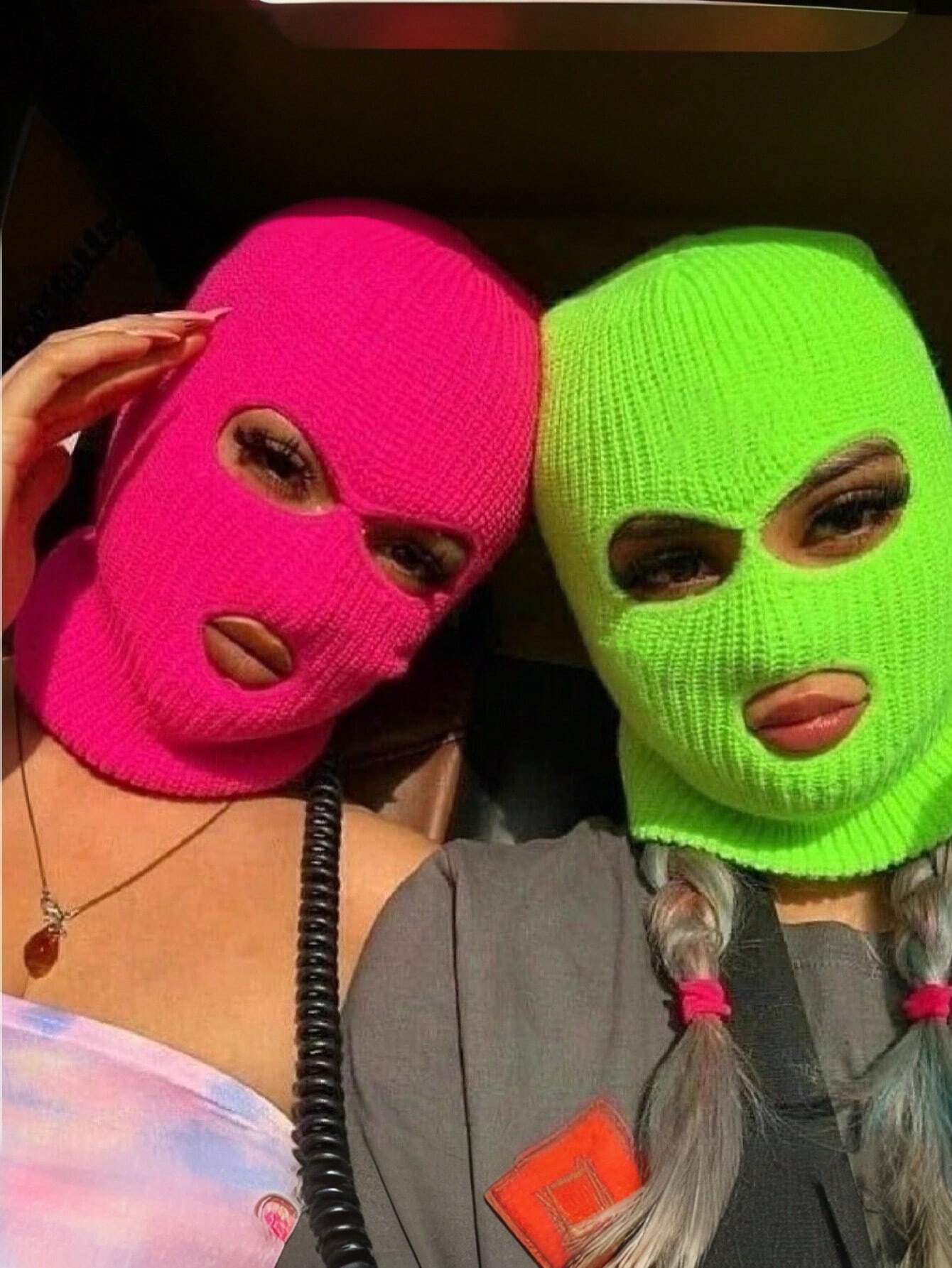 SHEIN 1Pc Unisex Full Face Cover Ski Mask Fluorescent Green