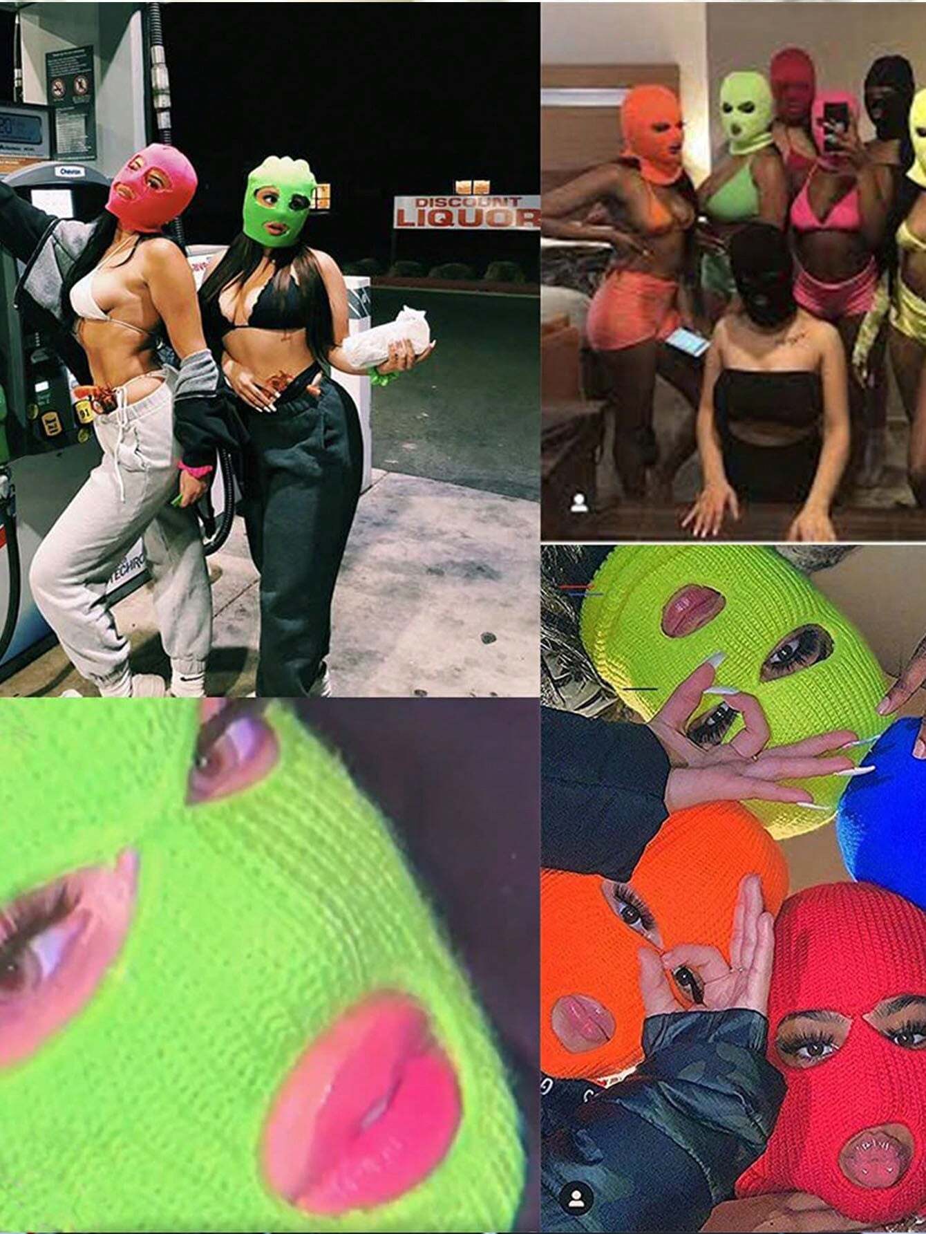 SHEIN 1Pc Unisex Full Face Cover Ski Mask Fluorescent Green