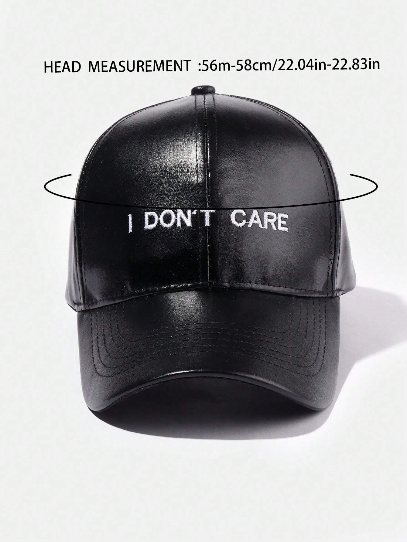 SHEIN 1pc Minimalist Leather I DON'T CARE Embroidered Unisex Baseball Cap - Image 4
