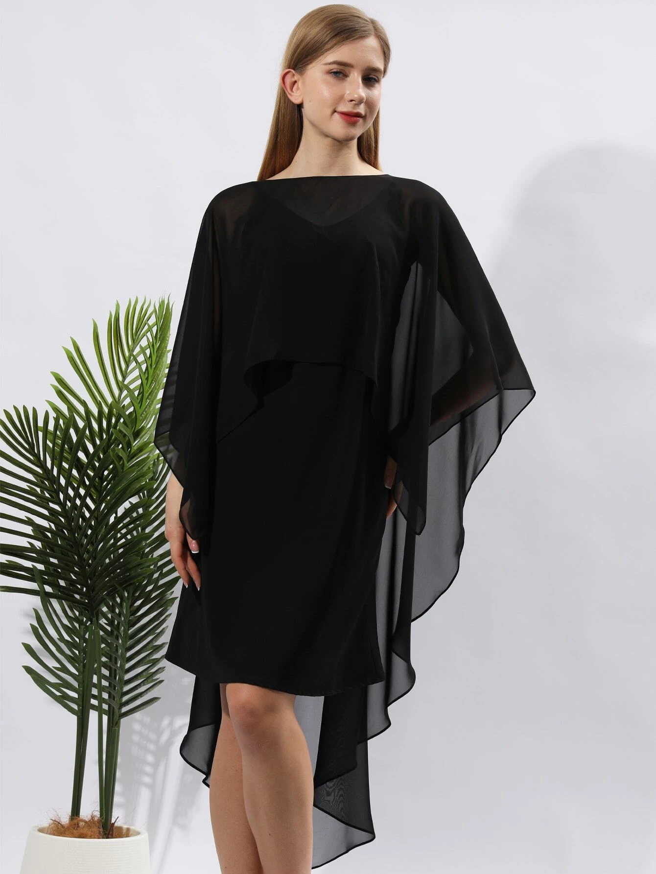 SHEIN 1pc Summer Chiffon Breathable Solid Color Sleeveless Formal Shawl