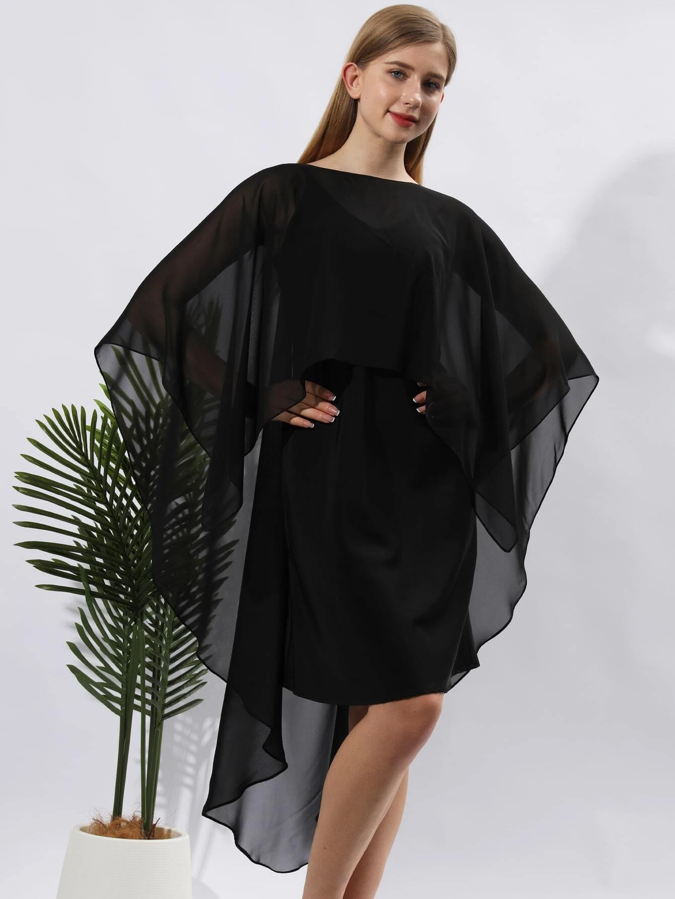 SHEIN 1pc Summer Chiffon Breathable Solid Color Sleeveless Formal Shawl