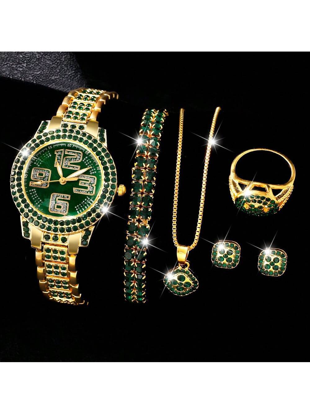 SHEIN 6pcs Women's Fashion Crystal Quartz Watch