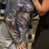 SHEIN DivaQ Black And Silver Off-Shoulder T-Shirt