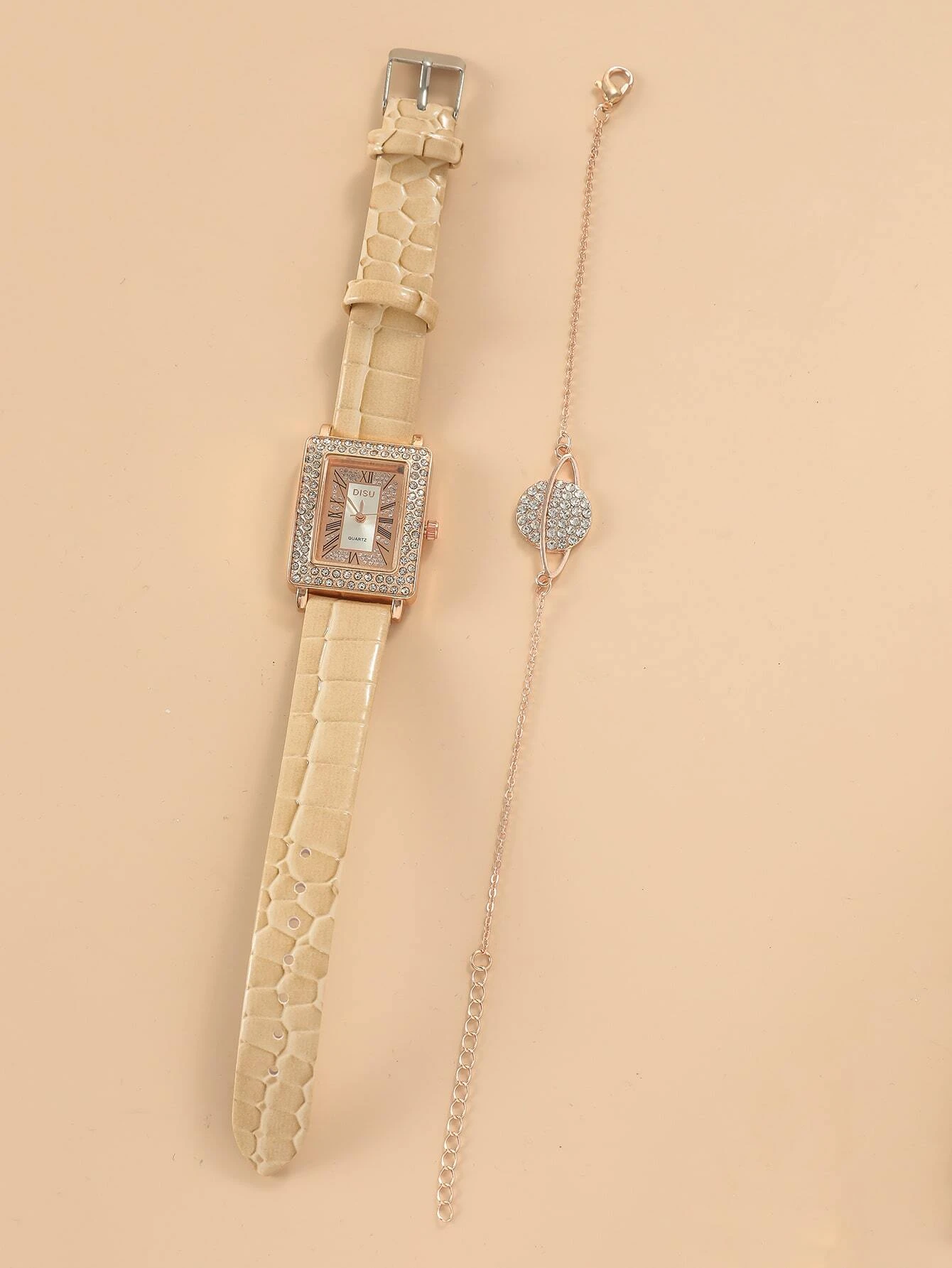 SHEIN DISU 1pc Rectangle Pointer Quartz Watch
