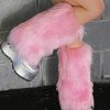 SHEIN Long Pink Plush Leg Warmers Suitable For Stage Party