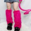 SHEIN Long Rose Red Plush Leg Warmers Suitable For Stage Parties