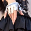 SHEIN One Pair Of PU Leather Open Cutout Fingerless Gloves