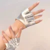 SHEIN One Pair Of PU Leather Open Cutout Fingerless Gloves