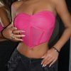 SHEIN ICON Going Out Tops Ruched Bustier Bandana Hem Mesh Tube Top