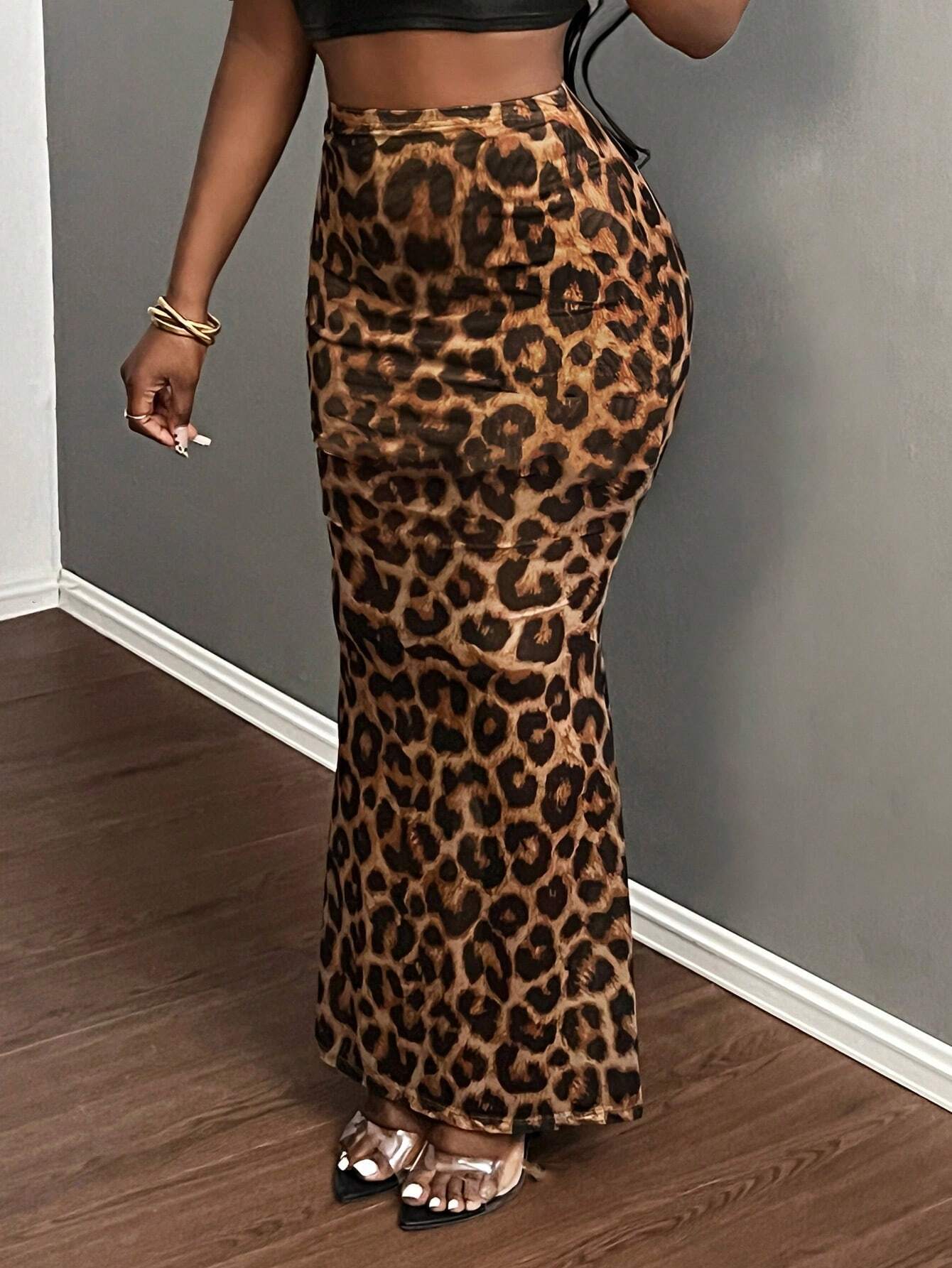 SHEIN Slayr 2024 New Summer Elegant And Sexy Leopard Print Slim Fit Mermaid Skirt