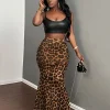SHEIN Slayr 2024 New Summer Elegant And Sexy Leopard Print Slim Fit Mermaid Skirt
