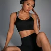 SHEIN Sport Streetz Sexy Cross Back Letter Jacquard Band Bra