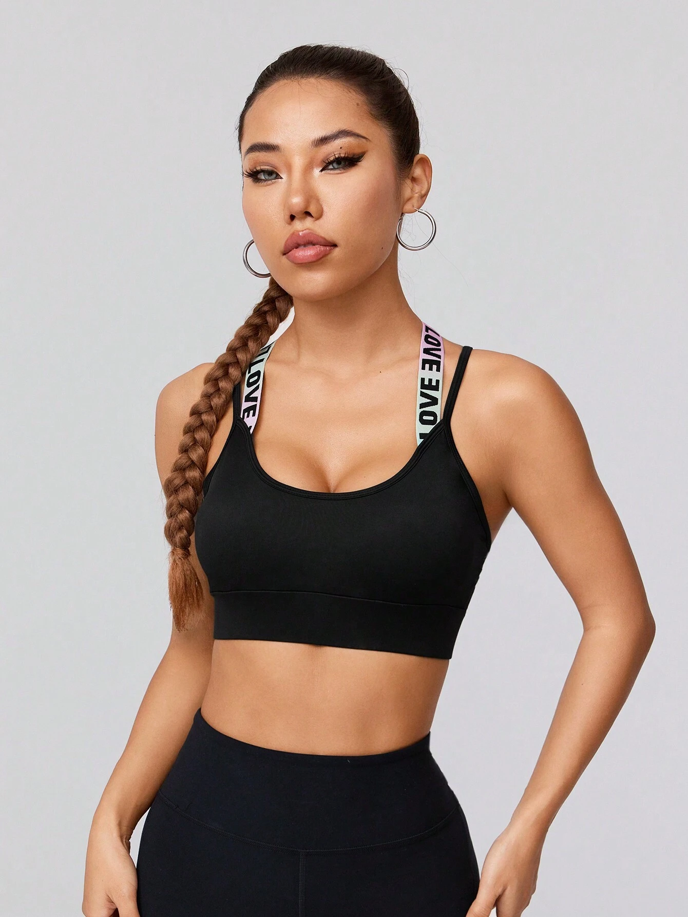 SHEIN Sport Streetz Sexy Cross Back Letter Jacquard Band Bra