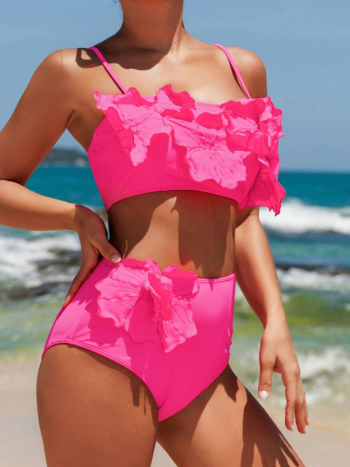 SHEIN Swim Women's Summer Beach Hot Pink