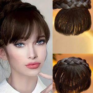 SHEIN Synthetic Bangs Braids Headband One Piece Wig Front