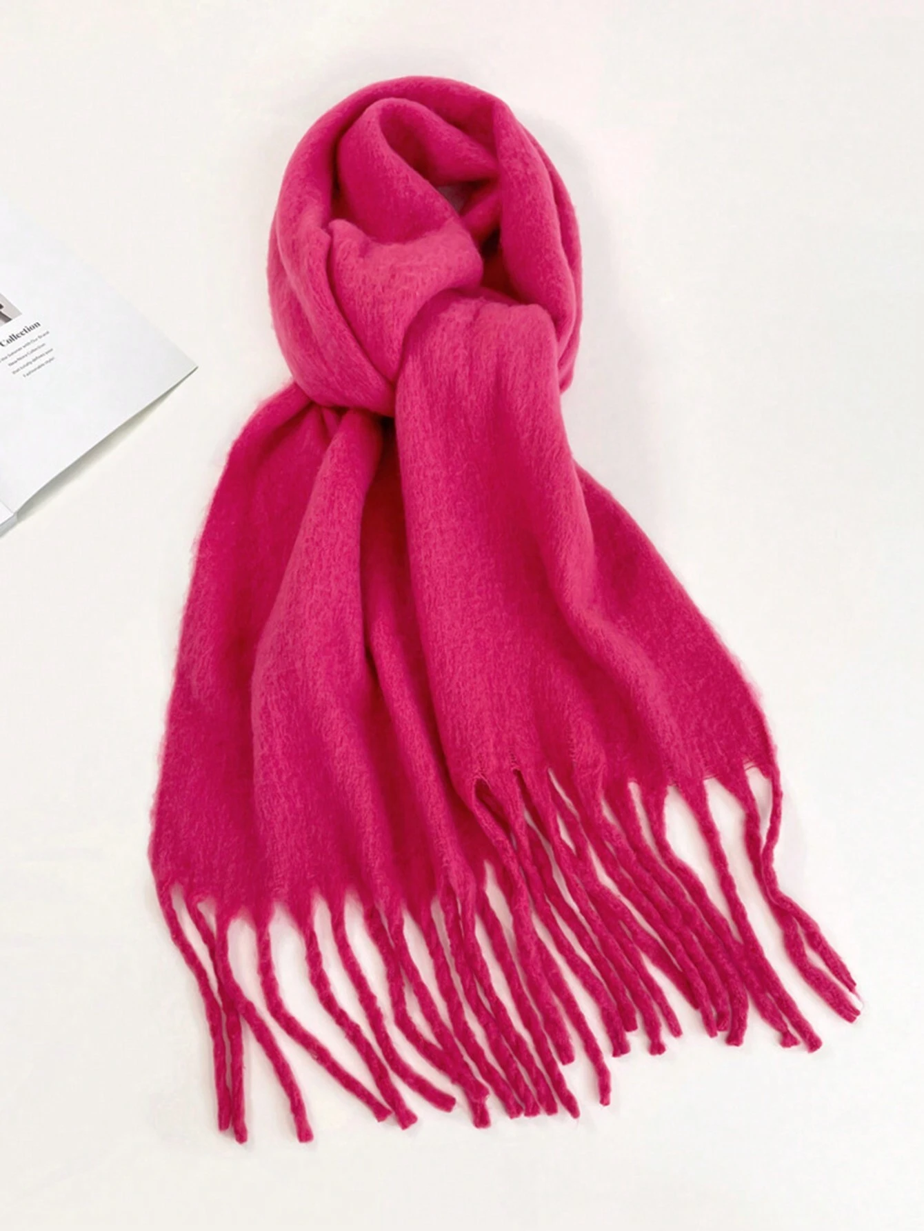 SHEIN 1pc Women's Fuzzy Long Scarf With Tassel