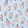 SHEIN 24Pcs/Set Press On Nails Long Almond Gradient Glitter