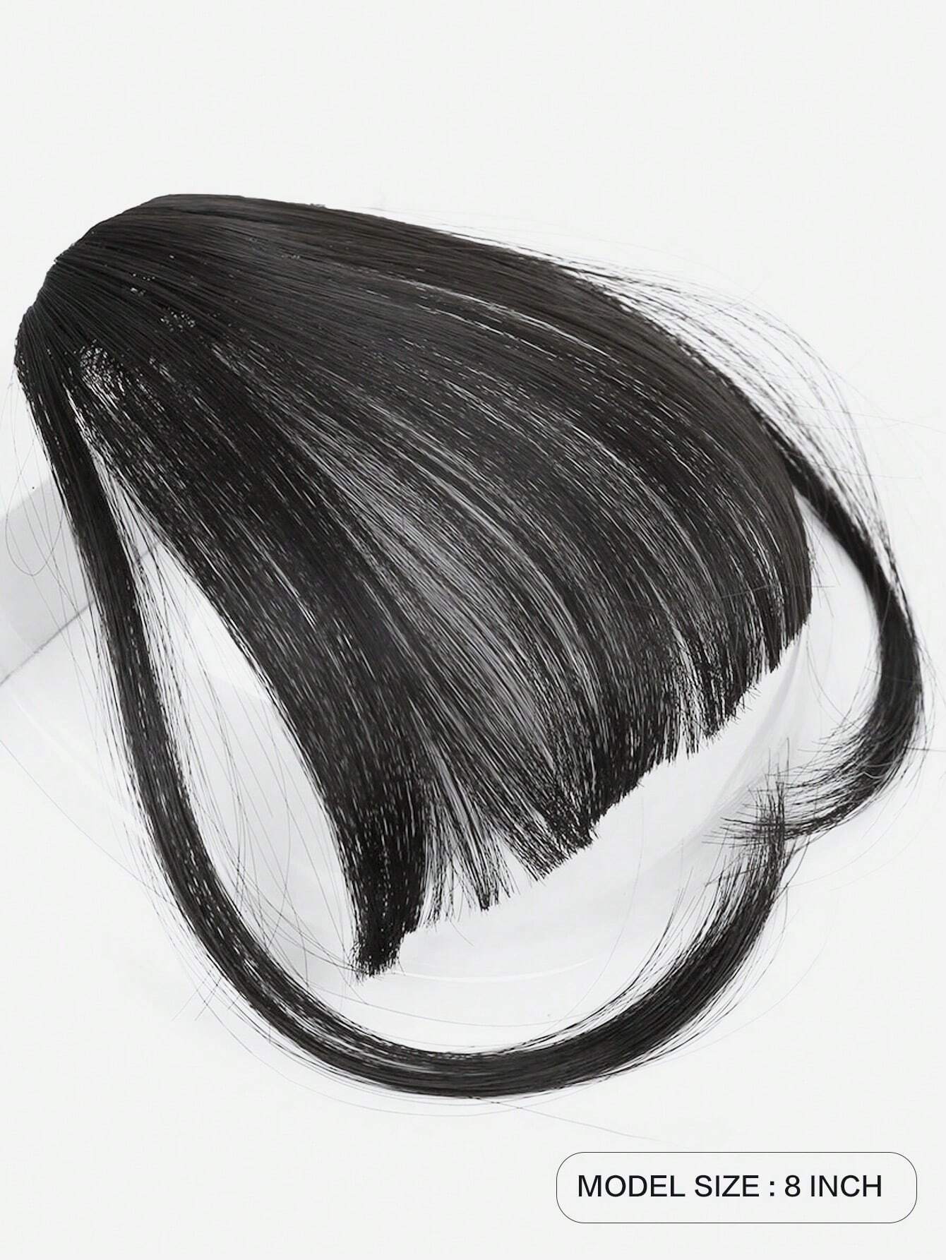SHEIN Clip In Bangs Front Neat Black Brown Bangs Hairpiece