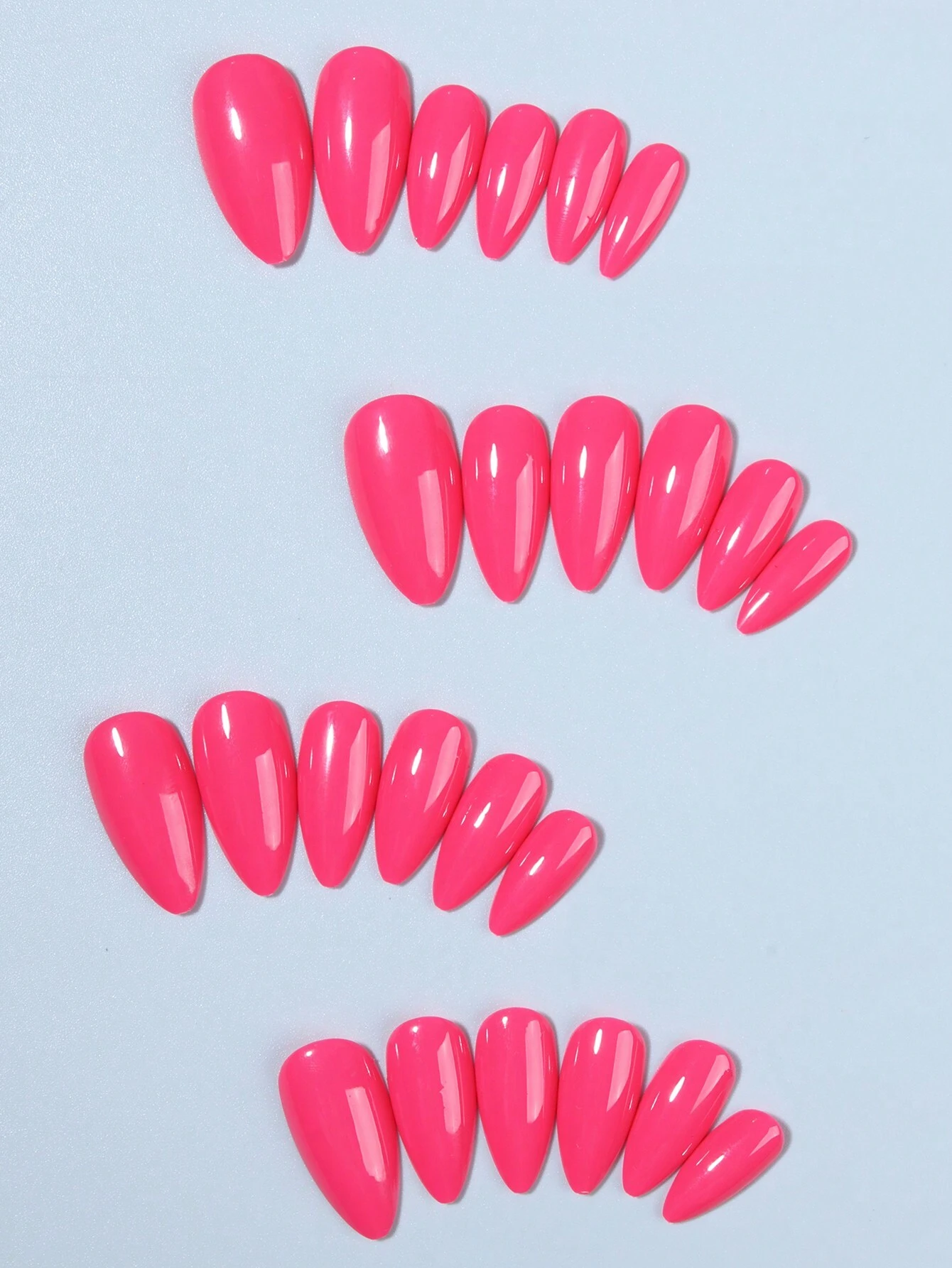 SHEIN Elevate Your Style With,24pcs Long Almond Rose Red Fake Nail