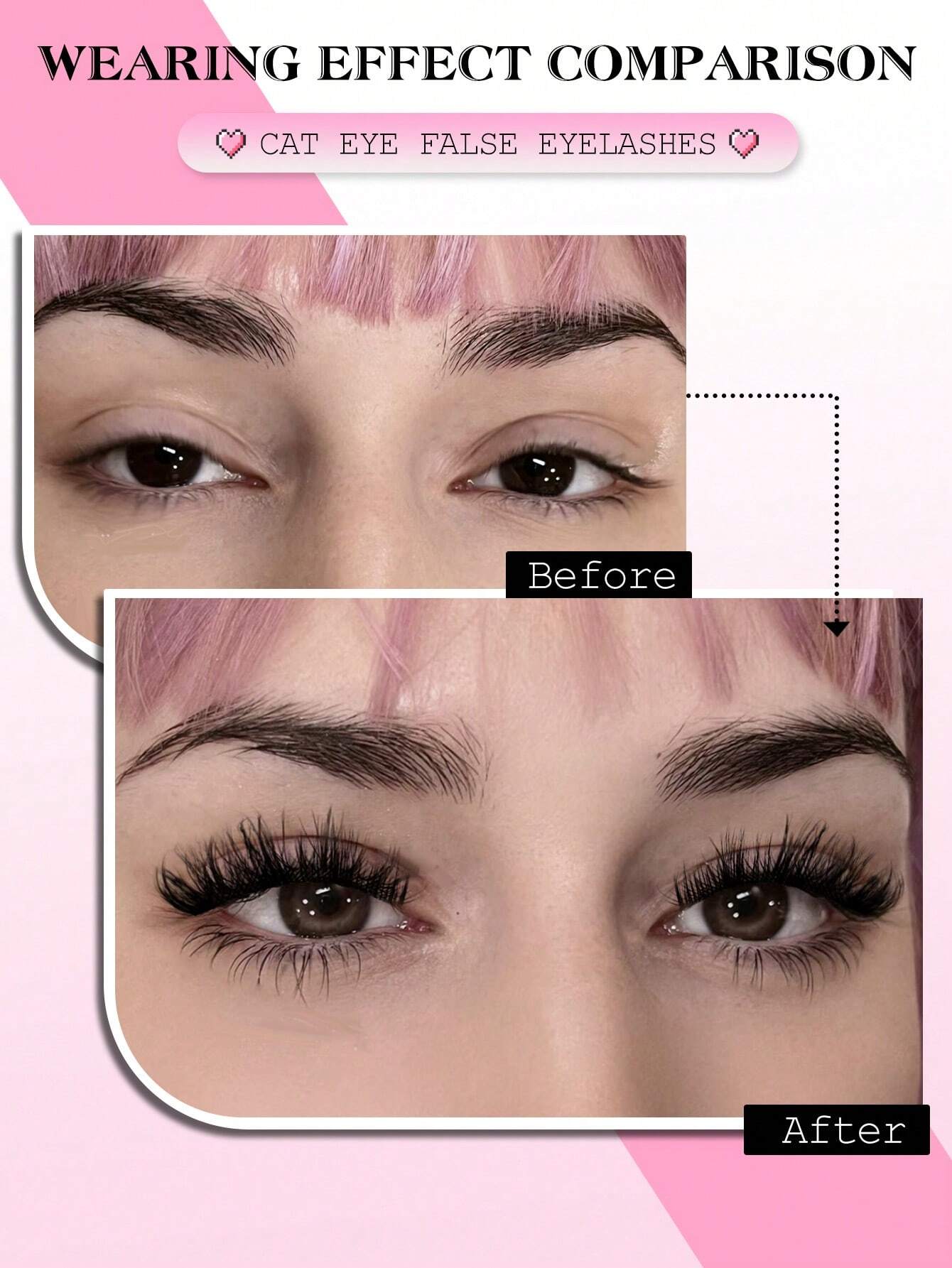 SHEIN GROINNEYA 3 Pairs Cat Eye Eyelashes Fox Eye Lashes