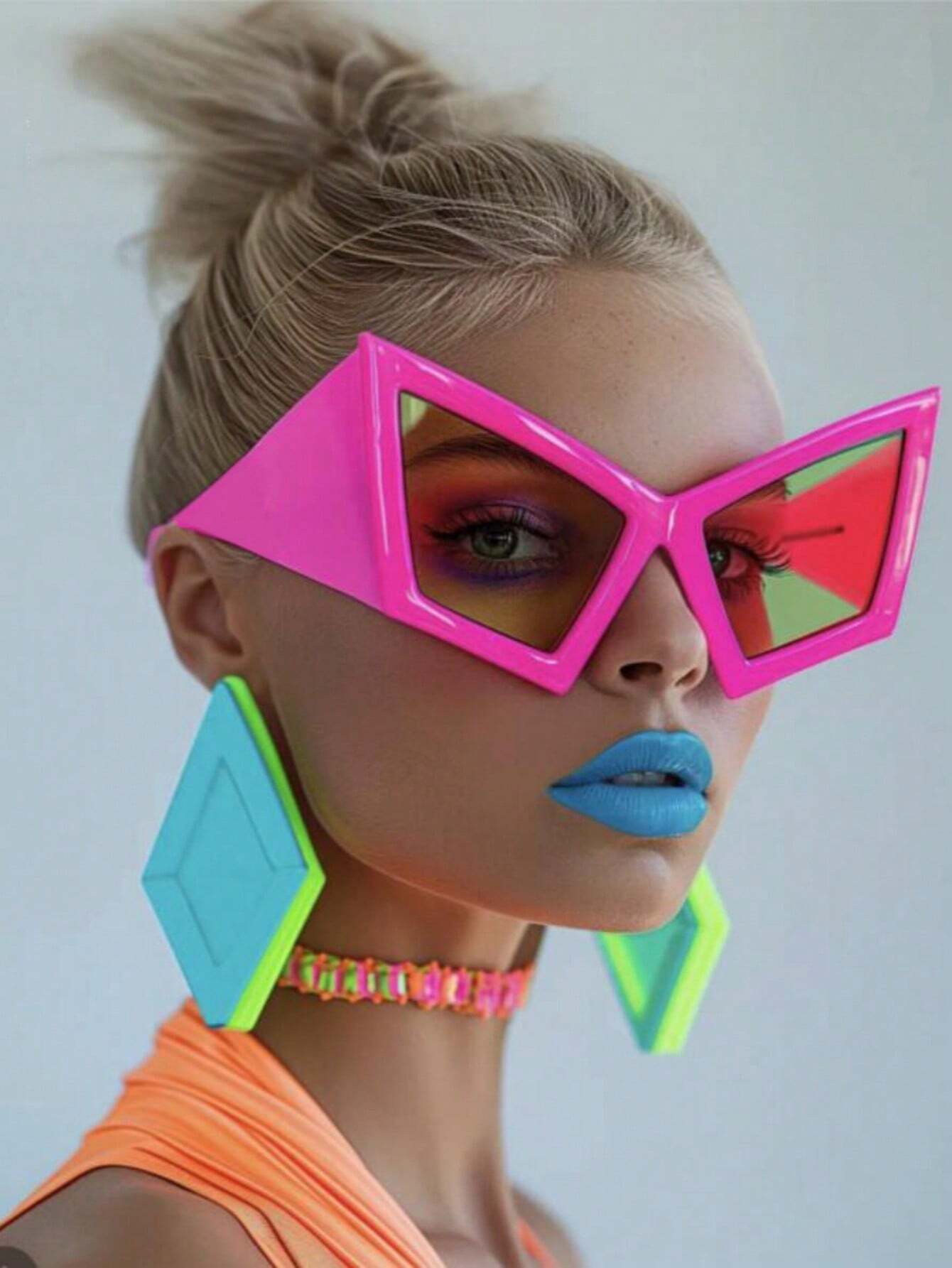 SHEIN New Vintage Personality Big Frame Cat Eye Fashion Glasses