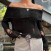 SHEIN EZwear Ripped Edges Off-shoulder Sweater