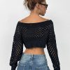 SHEIN MOOSTA Sexy Open Shoulder Hollow Out Ladies' Sweater