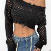 SHEIN MOOSTA Sexy Open Shoulder Hollow Out Ladies' Sweater