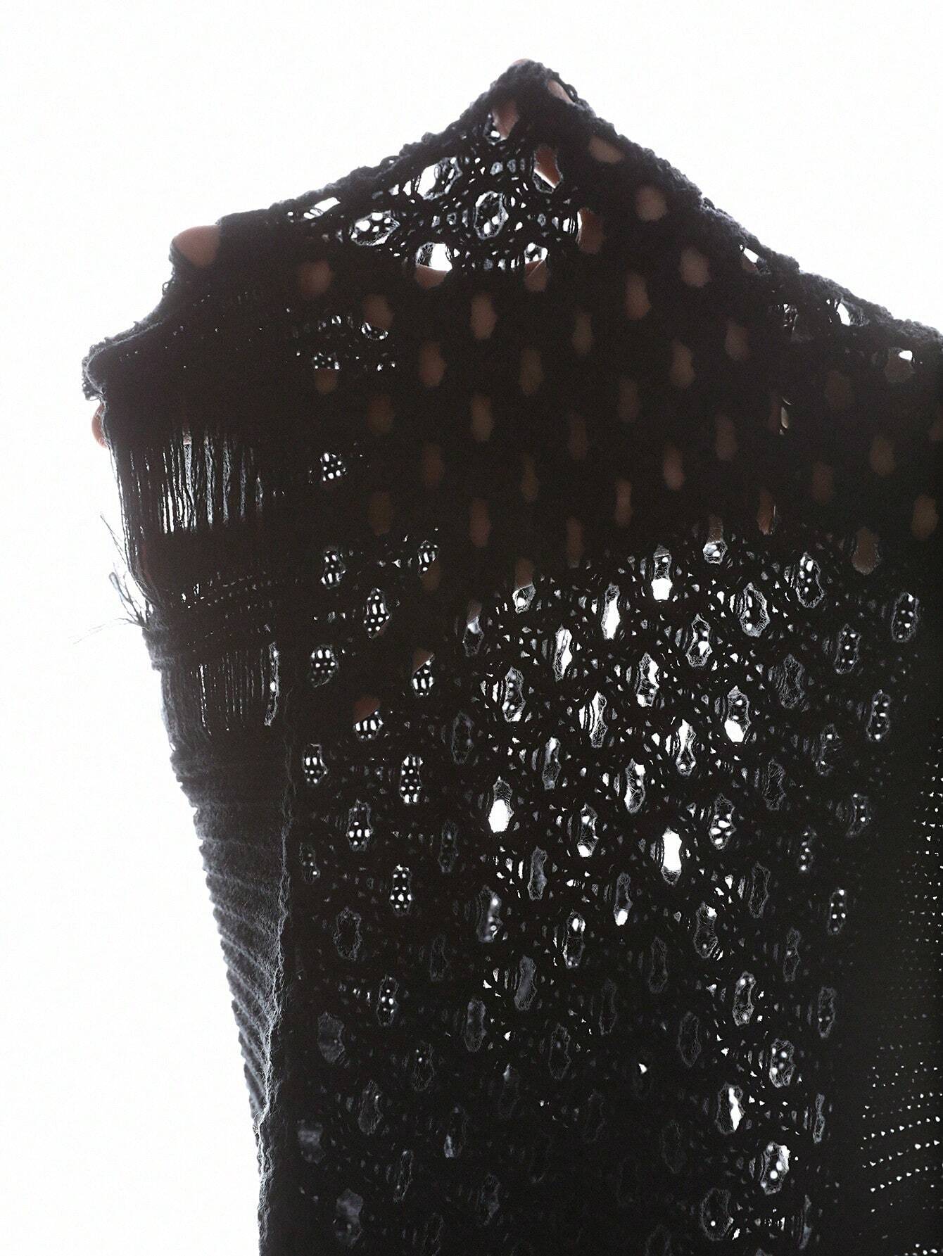 SHEIN MOOSTA Sexy Open Shoulder Hollow Out Ladies' Sweater