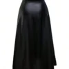 SHEIN Unity Long High Slit Pu Leather Skirt