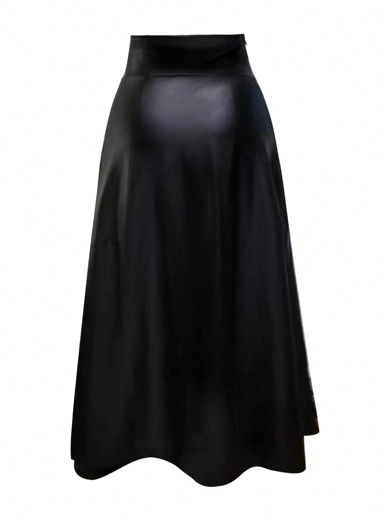 SHEIN Unity Long High Slit Pu Leather Skirt