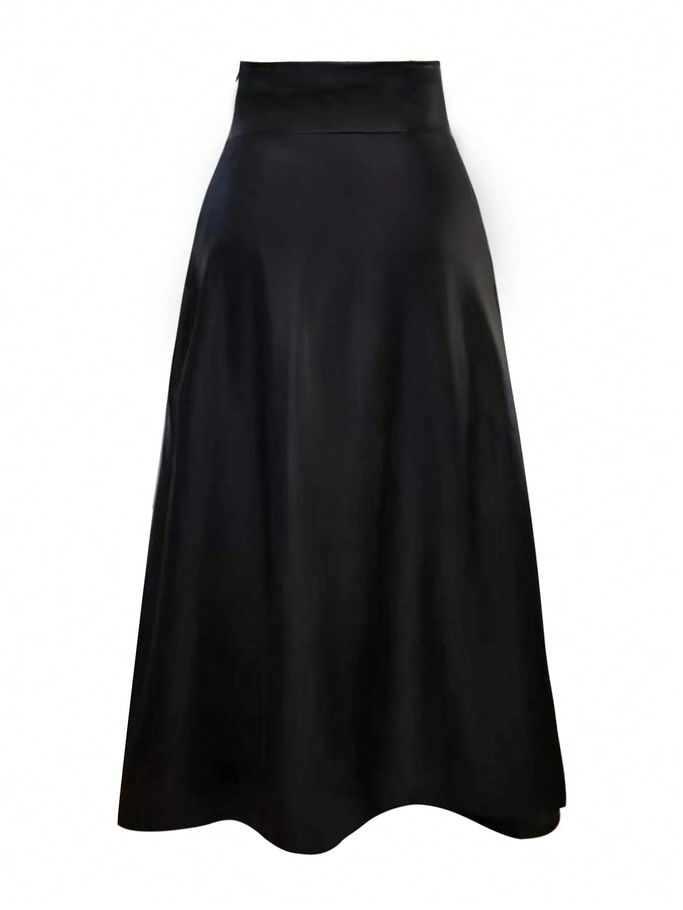 SHEIN Unity Long High Slit Pu Leather Skirt