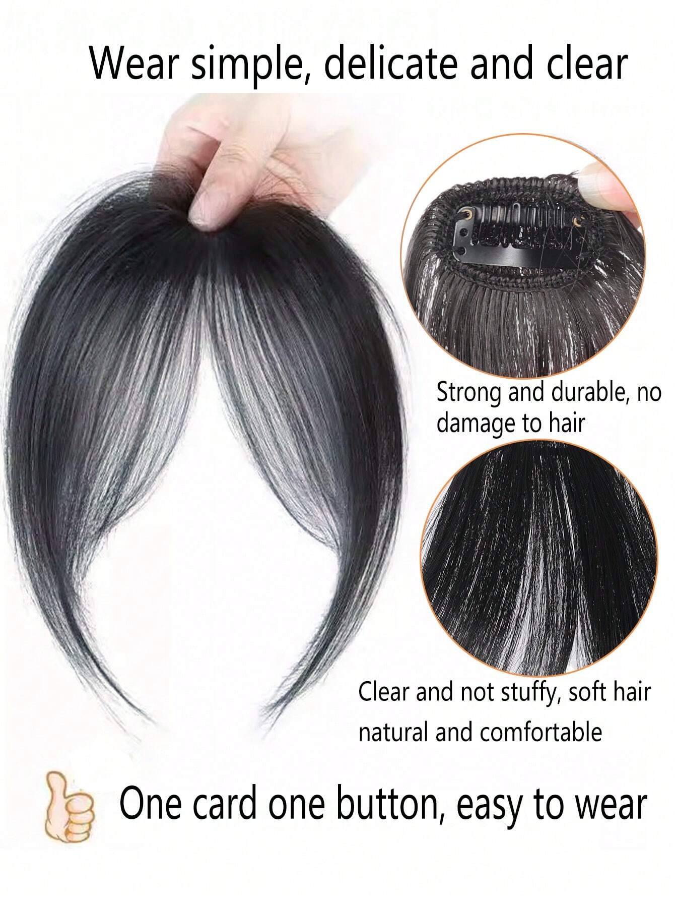 SHEIN Synthetic Bangs Wig For Women With Natural Side Bangs