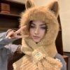 SHEIN Winter Warm Hooded Scarf Elastic Thick Neck Warmer Cartoon Ears