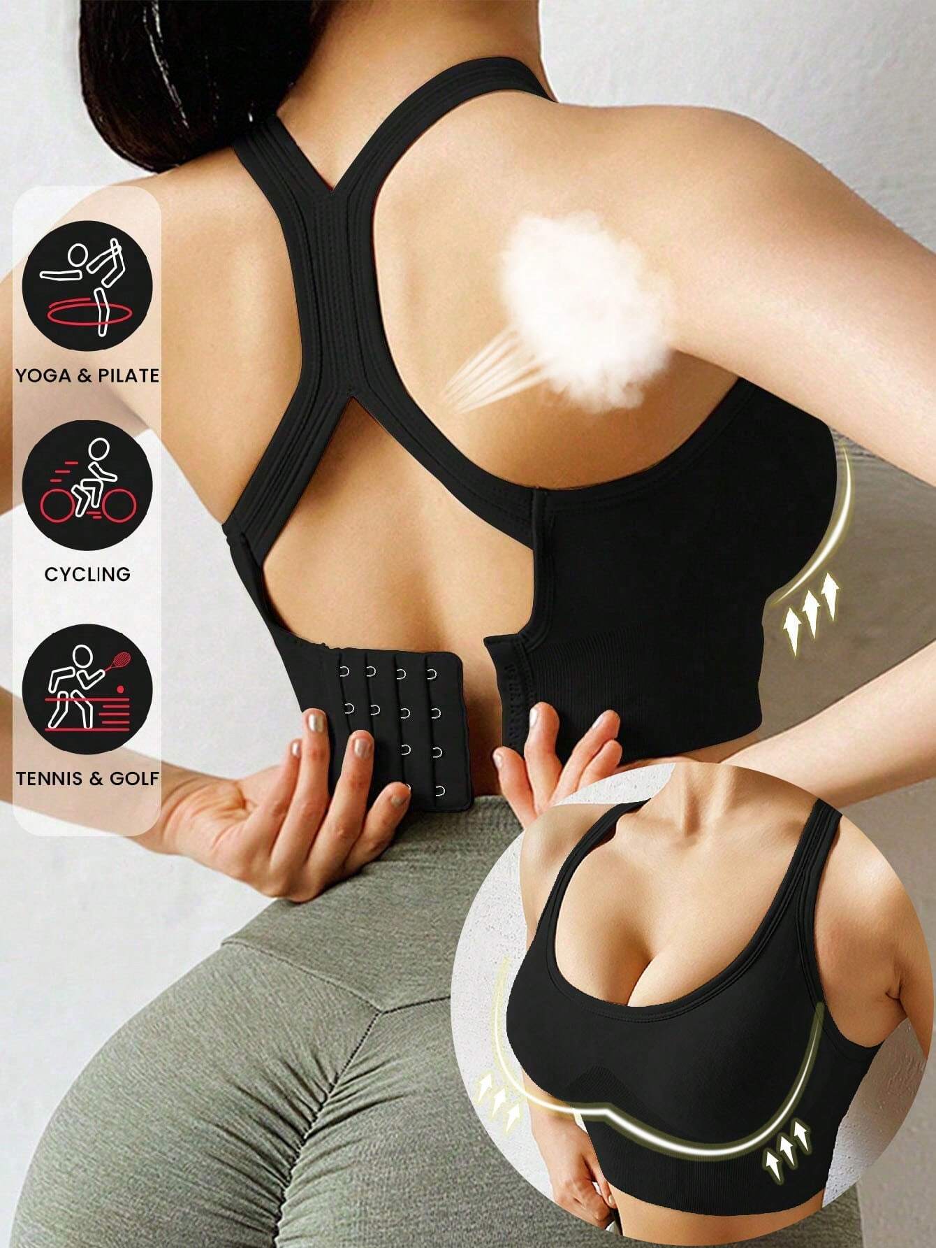 SHEIN Yoga Sports Bra Wireless Gym Tops Underwear Cross Top