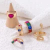 SHEIN imoli 5pcs Random Color Rhinestone & Snake Decor Ring