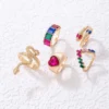 SHEIN imoli 5pcs Random Color Rhinestone & Snake Decor Ring