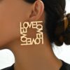 SHEIN 1pair Autumn New Arrivals Exaggerated Letter Design Stud Earrings