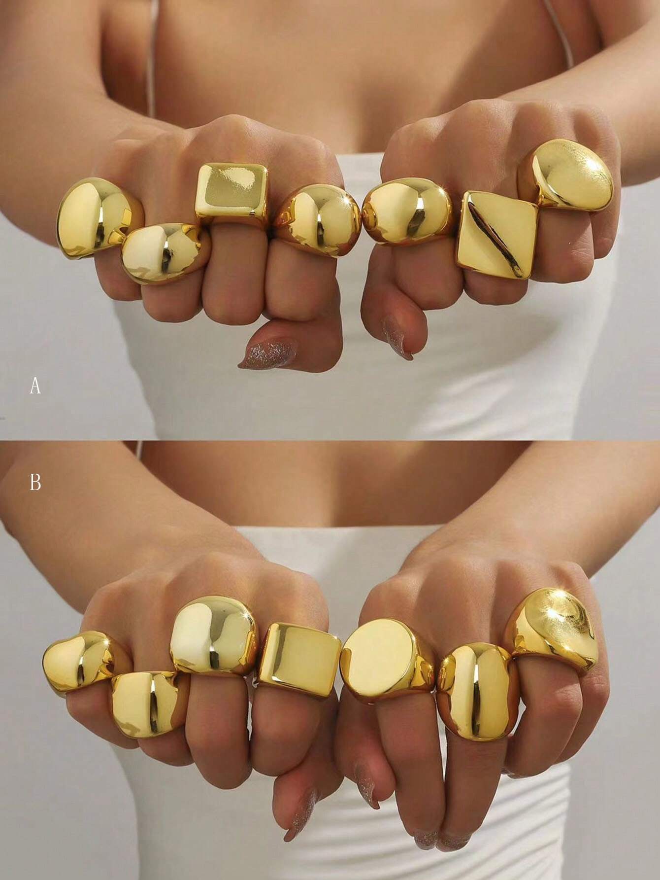 SHEIN 7pcs Resin Chunky Casual Minimalist Ring