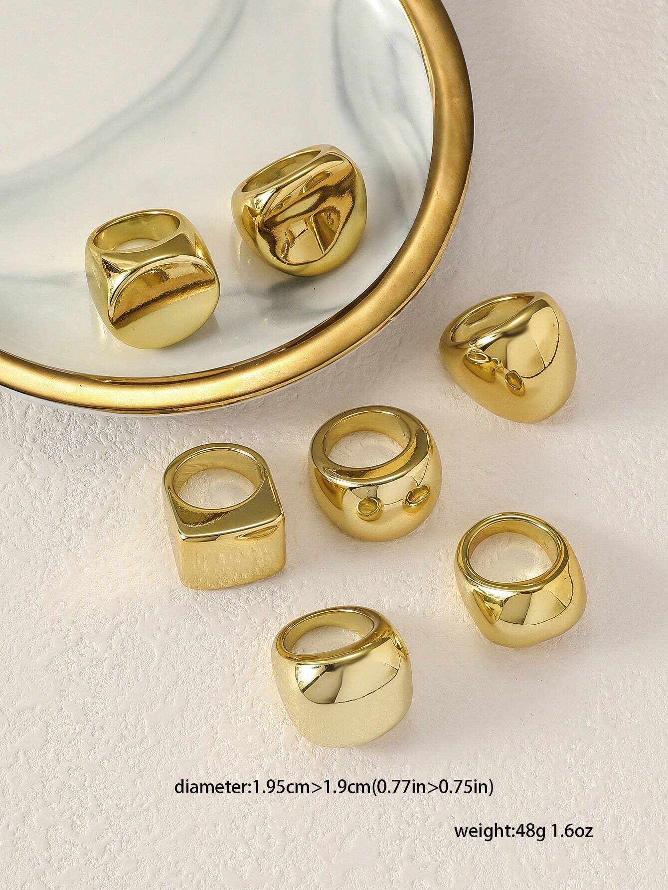 SHEIN 7pcs Resin Chunky Casual Minimalist Ring