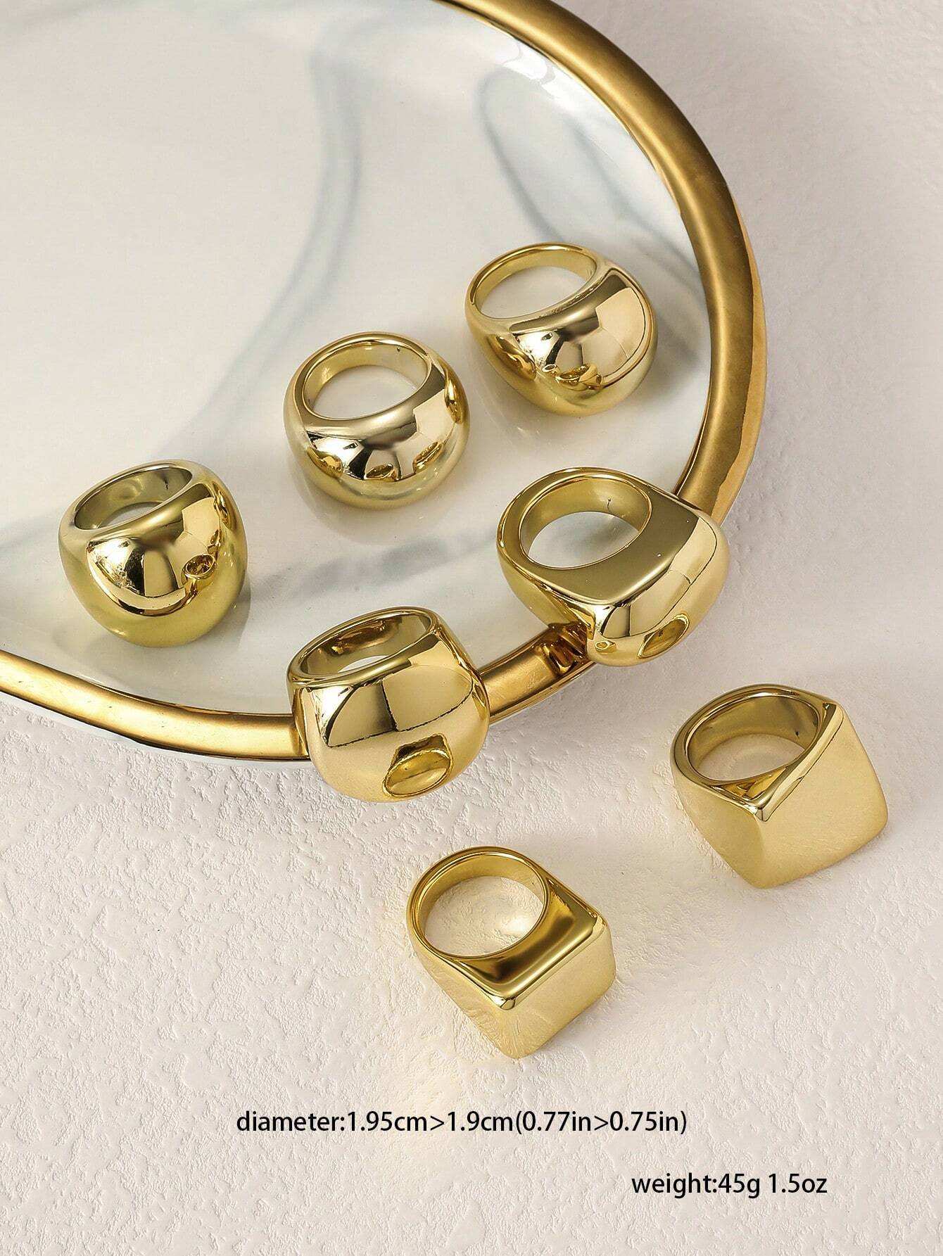 SHEIN 7pcs Resin Chunky Casual Minimalist Ring