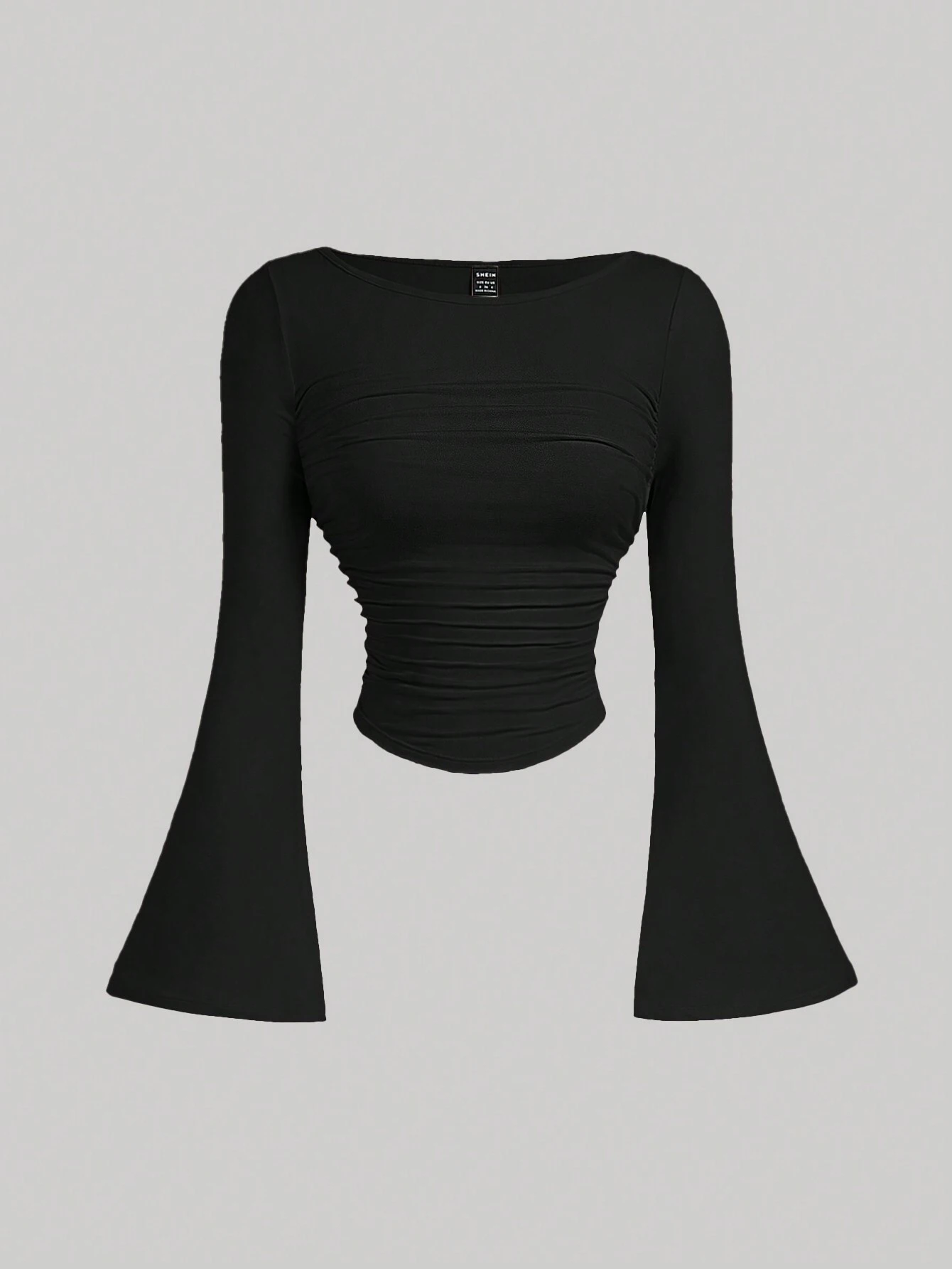 SHEIN MOD Boat Neck Bell Sleeve Waist Ruched Casual T-Shirt