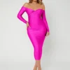 SHEIN SXY Neon Pink Off Shoulder Bodycon Dress