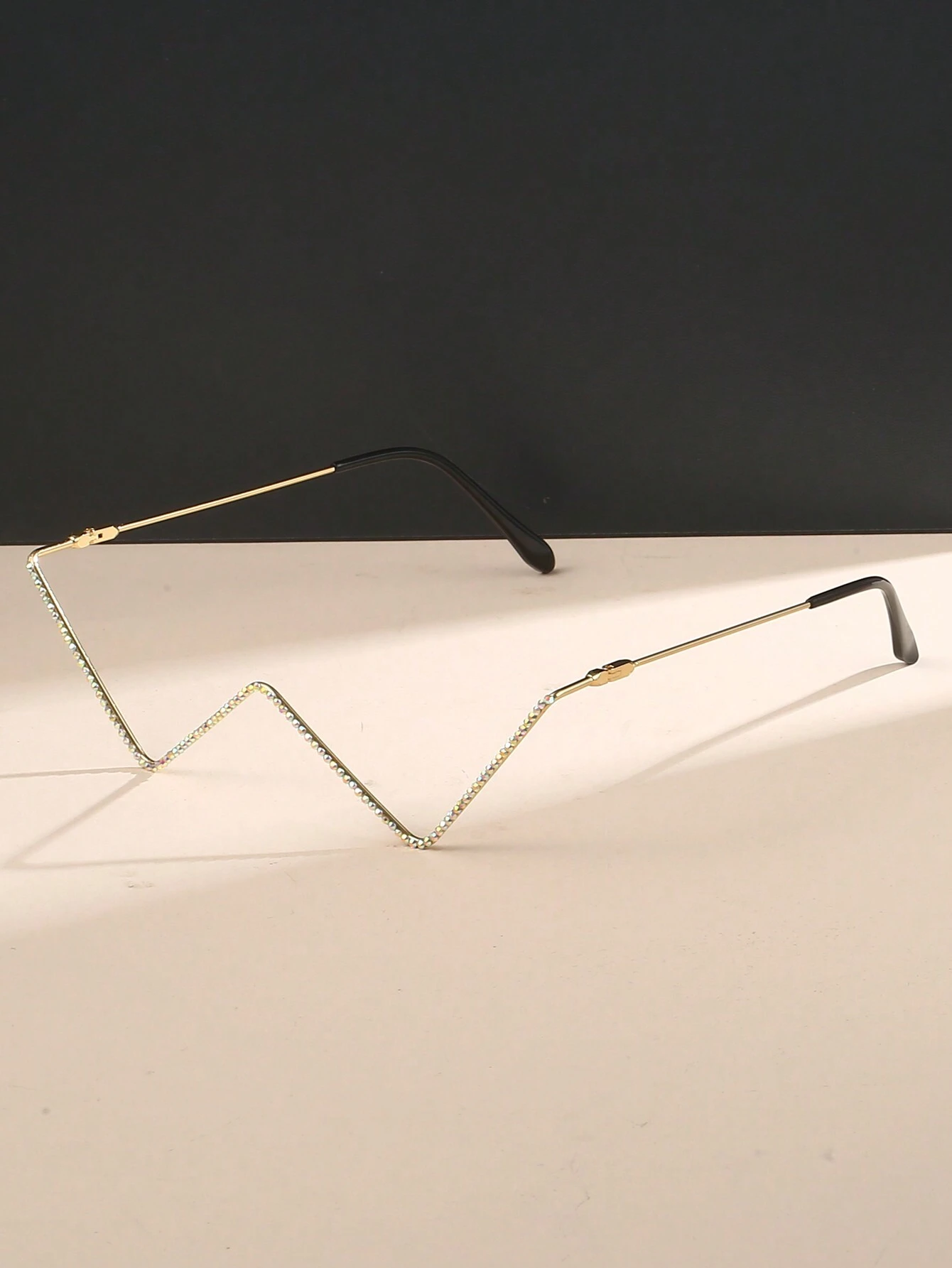 SHEIN Metal Frame Decorative Hollow Shape Rhinestone Inlay Shiny And Trendy Eyeglasses