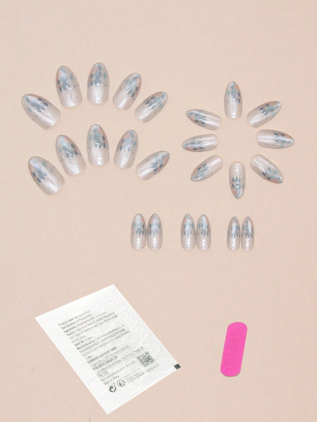 SHEIN 24 Pieces Long Almond Shaped Nails
