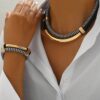 SHEIN Multicolor Black Cord Fashion Versatile Exaggerated Choker Necklace